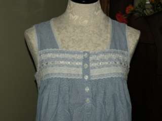 Coldwater Creek Size M Vintage Look Nightgown & Robe Set Blue Chambray 