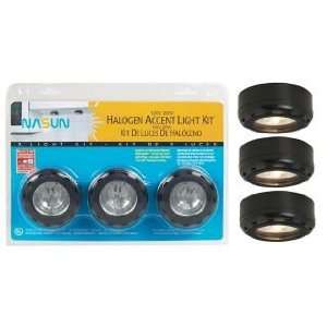  Black Halogen 20 Watt 3 Pack Puck Light Kit: Home 