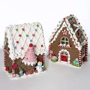 Gingerbread Kisses LED Lighted Claydough House Christmas Decorations 