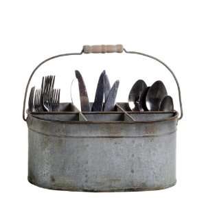 Shabby Cottage Chic Tin Utensil Silverware Caddy:  Home 