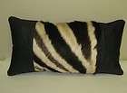 GENUINE Zebra skin & Cape Buffalo Hide CUSHION / PILLOW 21 x 11 