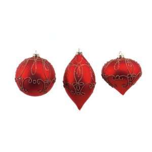   Loop Embellished Red Glass Christmas Ornaments 6 Home & Kitchen
