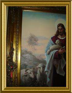   Francois Brunery ITALIAN JESUS,SHEEPS,RELIGIOUS OIL PAINTING  