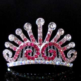   FREE SHIPPING rhinestone crystal crown hair comb tiara bridal wedding