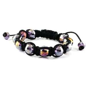  Macrame   Stone Bead Bracelet   Black String Light Purple 
