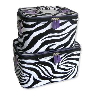 PURPLE ZEBRA SET 2 Cosmetic Case Luggage Makeup Bag  