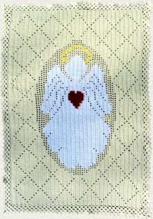 Baby Angel Afghan Crib Blanket Filet Crochet Pattern  