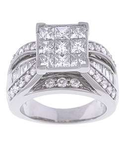 14k White Gold 3ct TDW Diamond Engagement Ring  Overstock