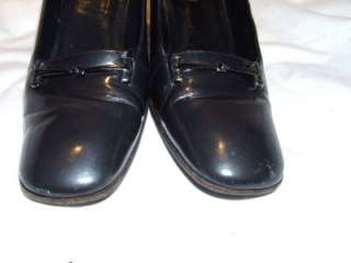 GUCCI CHARCOAL GRAY PATENT LEATHER PUMPS HEELS SIZE 7,5B  