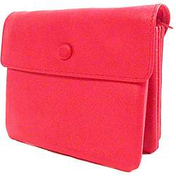   Leather 3 pouch Red Zippered Jewelry Travel Case  