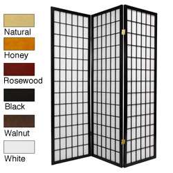 Wood and Rice Paper 5 foot 3 panel Windowpane Room Divider (China 