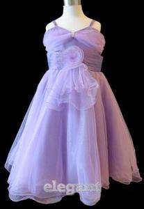 Purple V Pageant Wedding Flower Girls Dress Gown Size 12 Age 11 13 