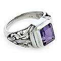 Handmade Sterling Silver Amethyst Cawi Ring (Indonesia)   