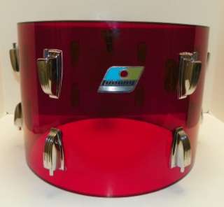   Vistalite Vintage Rare Red 14 Tom Drum 70s Translucent Acrylic EXC