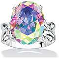 Lillith Star Silvertone Aurora Borealis Multicolor Cubic Zirconia Ring