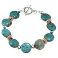 Sterling Silver and Copper Turquoise Coin Toggle Bracelet