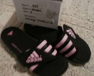 NEW Womens ADIDAS ADISSAGE Fit Foam Black w/ Pink Slides Sandal Sz 9 