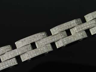 WHITE GOLD FINISH STAINLESS STEEL DIAMOND BICYCLE LINK ARTICA BRACELET 