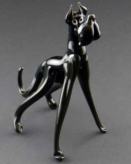 Hand Blown Glass Murano Style, Art Figurine Great Dane DOG # 4821 