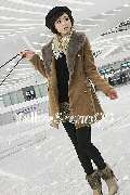 new Japan women detachable faux fur coat jacket brown xs/s  