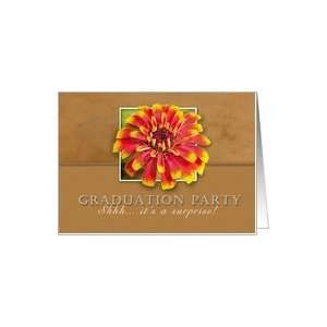  Graduation Party Invitation, Flower with Tan Background Card Toys