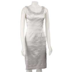 Cachet Womens Silver Beaded Neck Dress  Overstock