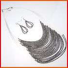 T316 Multi strand black seed bead necklace earrings set  