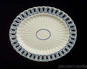 18th C. CREAMWARE RETICULATED DISH BLUE FEATHER EDGE  