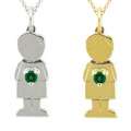 10k Gold Little Boy Created Emerald Designer Necklace 