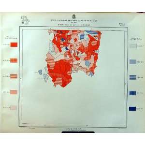 1929 Colour Map Italy Statistics Deaths Cagliari 