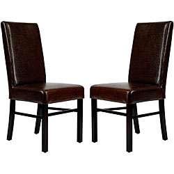 Astor Brown Marbled Leather Side Chairs (Set of 2)  Overstock