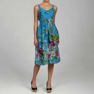 Studio West Womens Blue Floral Sundress  Overstock