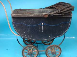 Antique Baby Carriage Child Stroller Buggy Unique Collectible Wood 