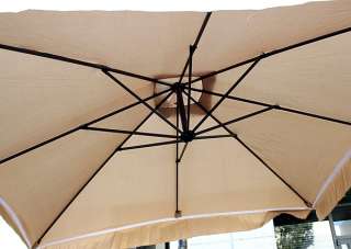    Outdoor Patio Hanging Offset Umbrella w/Mesh Beige Sun Shade  