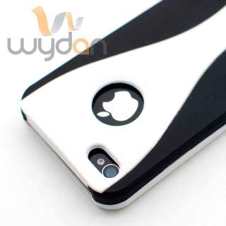   Black 3 Piece Hard Case Cover iPhone 4G 4S w/ Screen Protector  