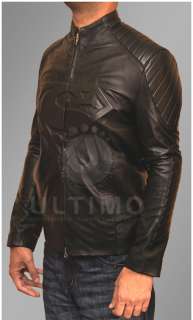 Superman Smallville Black Leather Sheepskin Jacket   Embossed Superman 