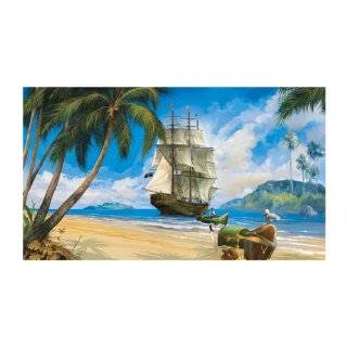 Tropical Treasure PIRATE SHIP Wallpaper Mural