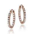 Icz Stonez Rose Gold over Sterling Silver Cubic Zirconia Mini Hoop 