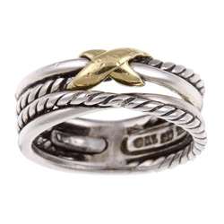 David Yurman Sterling Silver and 14k Gold Rope Ring  Overstock