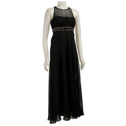 JS Boutique Womens Black Long Chiffon Dress  
