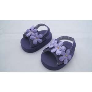  Purple Foam Sandals with Silk Flowers for 18 Inch Dolls 