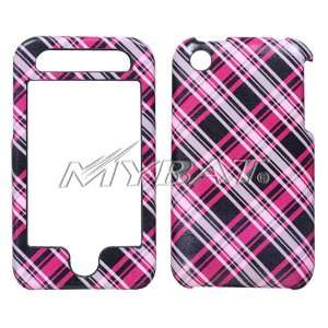  Iphone 3G S & 3G Plaid Cross Hot Pink Clazzy(Leather Touch 