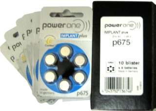 120 Cochlear Implant Hearing Aid Batteries made by power one P675 plus 