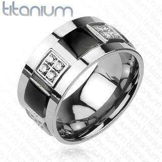 Super Special Mens Titanium 11mm KINGS ring w/ 5 Sets of CZs and 