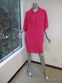 Balenciaga Silk Hot Pink Oversized Short Slv Dress 42  