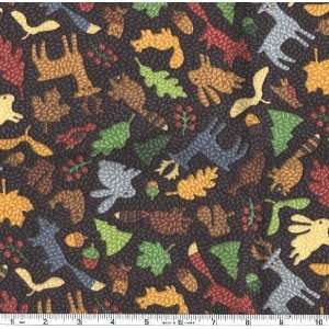  45 Wide Flannel Homestead Animals Black Fabric By The 