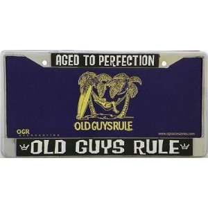  Old Guys Rule Aged To Perfection Lic Plate Frame: Sports 