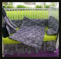 NEW crib bedding set HOT PINKBLACK ZEBRA safari fabrics  