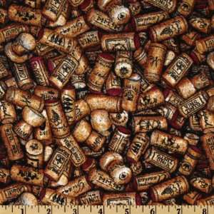   Wine Country Corks Brown Fabric By The Yard Arts, Crafts & Sewing