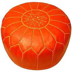 Leather Coral Pouf Ottoman (Morocco)  Overstock